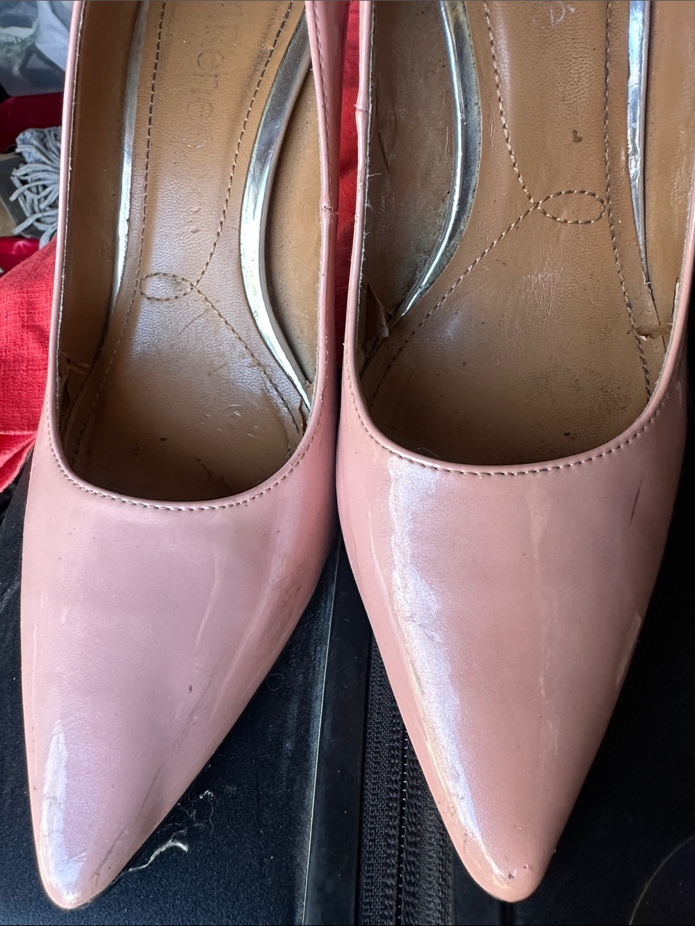 J Renee Patent Leather Blush Pink With Chrome Heels. Size 8.5